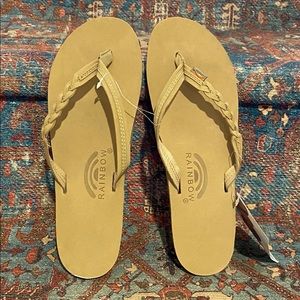NWT Rainbow braided flip flops